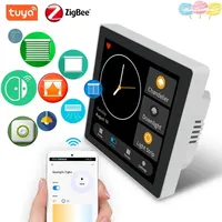 Tuya Smart Home Multiple Zigbee Control Panel LCD Touch Screen 3 Gang Smart Switch Zigbee Gateway Alexia for Home Voice Command