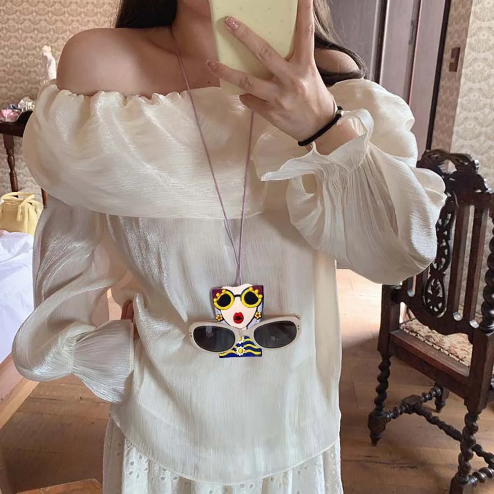 مكافحة خسر معلقة الرقبة نظارات كليب التطريز المضادة للخدش نظارات شمسية جلدية تخزين قلادة الإبداعية خفيفة الوزن