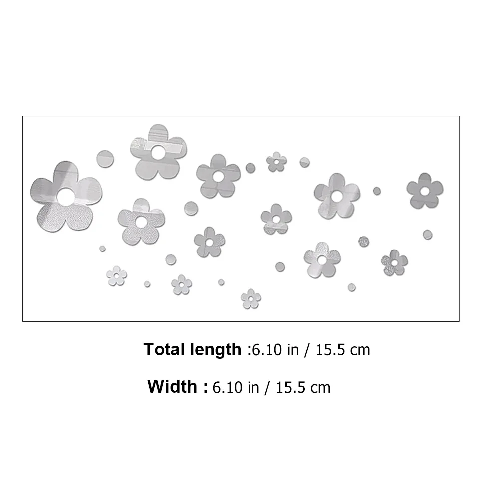 

1Set Flower Mirror Sticker Acrylic Wall Decal Reflective Home Decor Easy Apply No Glue for Living Room Bedroom Bathroom