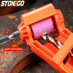 STONEGO Portable Drill Bit Sharpener - Corundum Wheel for 2.0-12.5mm Auger Bits, Twist Drill Bit Sharpening Tool