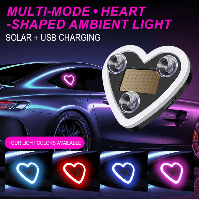 Car LED Love Atmosphere Window Light Decoration Lights Glowing Solar Lights USB Wiring Car Modification Neon Car Decoration