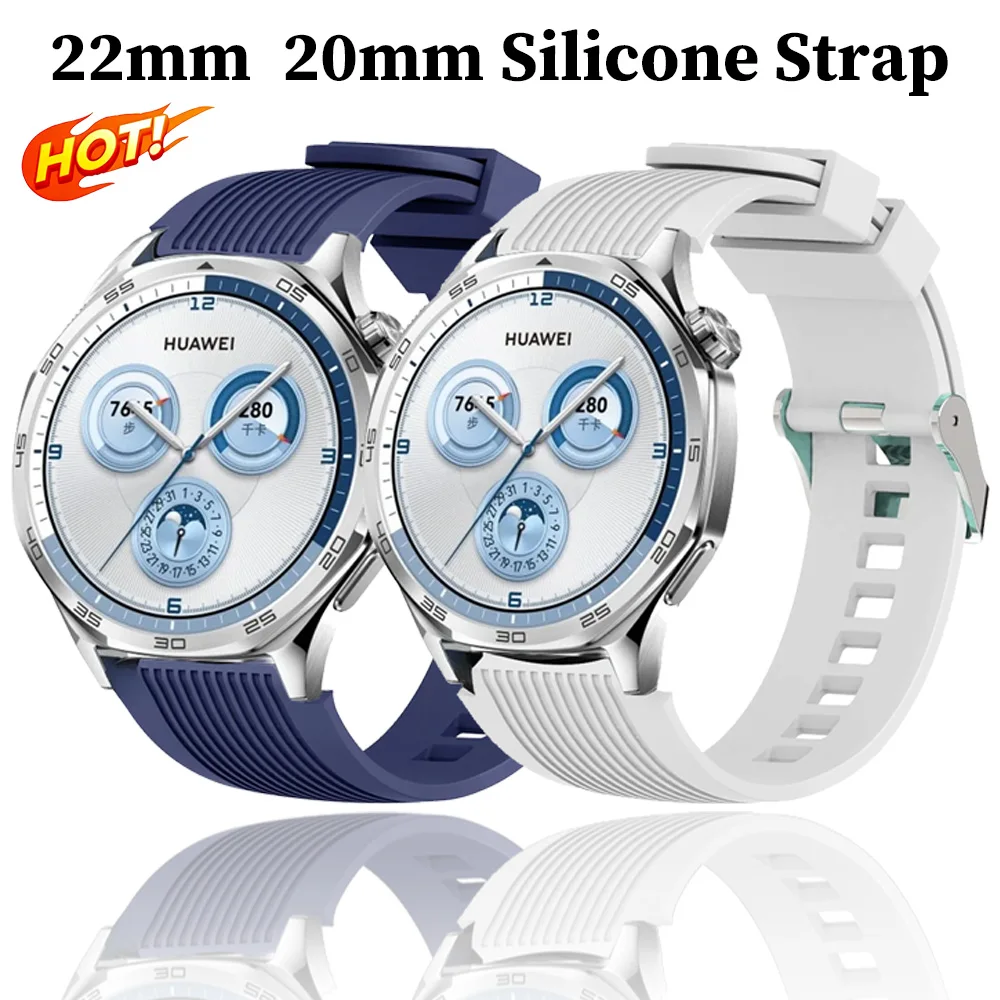 Мягкий силиконовый ремешок 22 мм 20 мм для Samsung Watch 3 45 мм Gear S3 Huawei Watch GT5 46 мм, удобный ремешок для часов Amazfit GTR