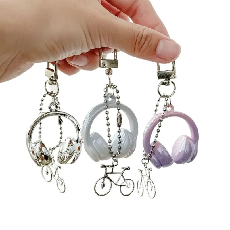 Portachiavi per cuffie 3D Portachiavi con ciondolo per bicicletta Portachiavi con ciondolo per telefono Gioielli per ragazza Decorazione borsa regalo per donna