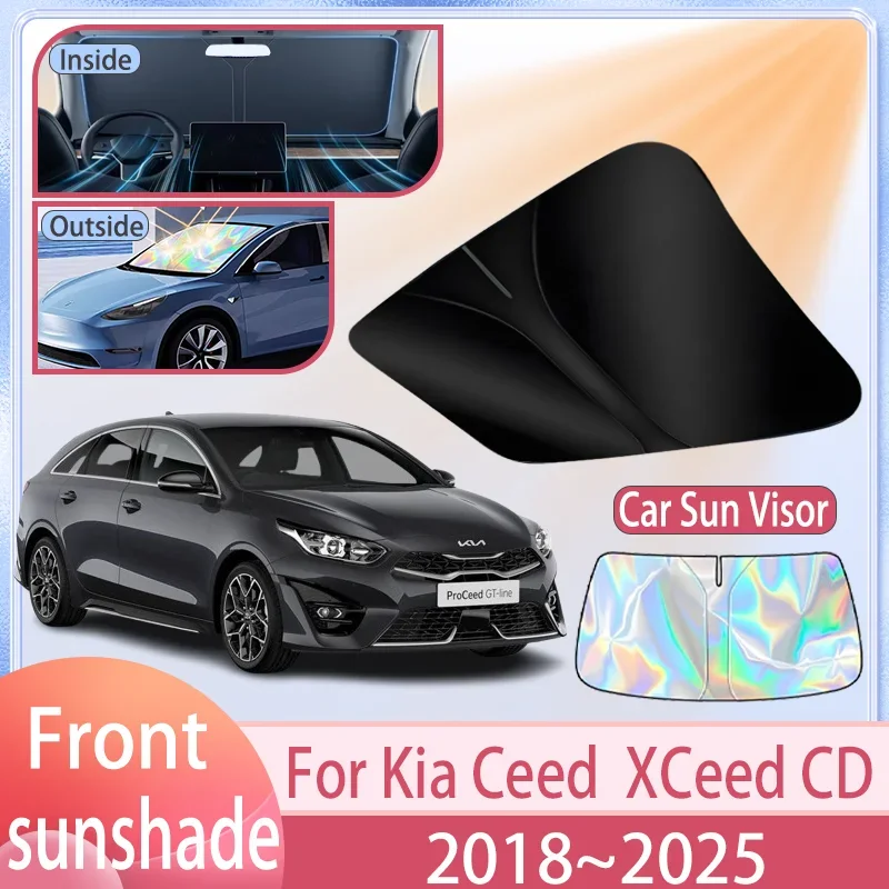 

Солнцезащитный козырек на лобовое стекло автомобиля для Kia Ceed XCeed CD 2018 ~ 2025 2024 2023, солнцезащитный козырек на лобовое стекло, аксессуары для защиты от ультрафиолета