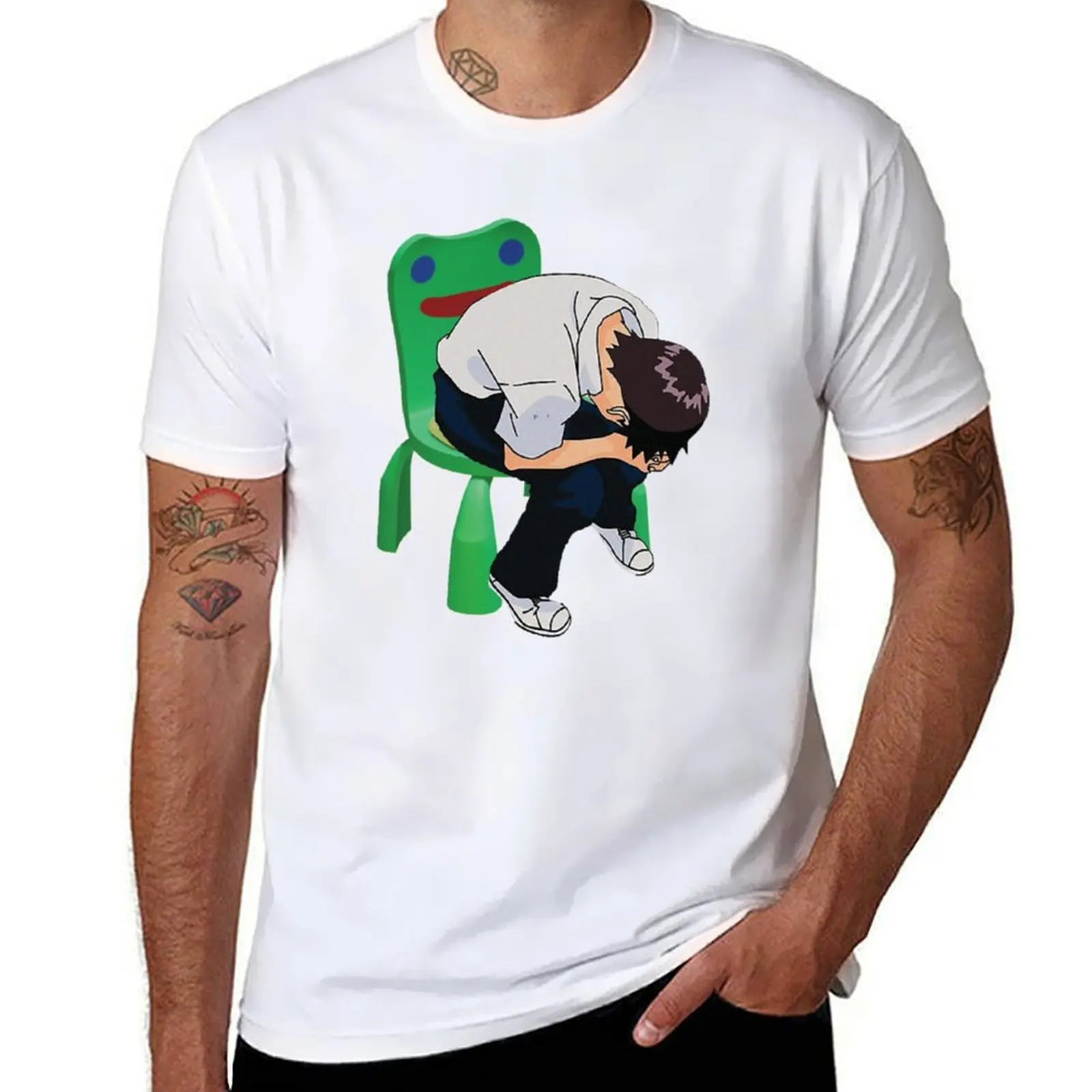 

Shinji Ikari in the Froggy Chair T-Shirt man graphic t shirt t shirt for man T-Shirt