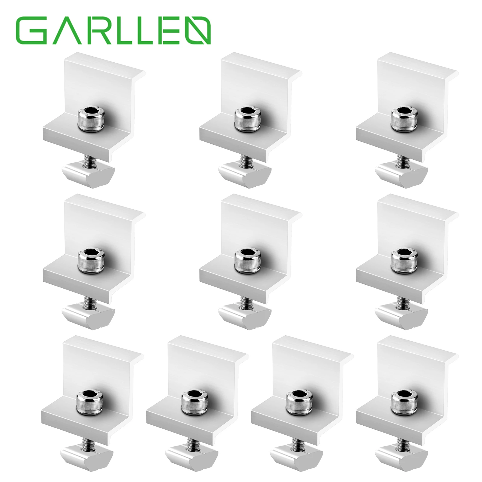 GARLLEN 10PC Solar Module Holder End Clamp Kit Solar Panel Edge Clamp PV Module Brackets Module Height 35mm Photovoltaic Bracket