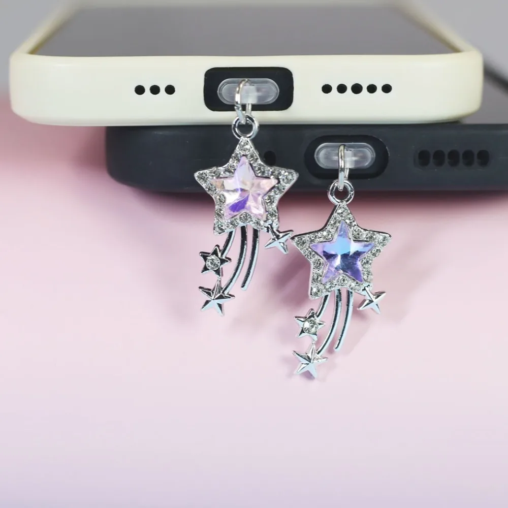 

Сверкающий ромбовидный цвет пятиугольной звезды, пылезащитная заглушка для телефона, аксессуар «сделай сам», подвеска для iPhone/Xiaomi/Samsung/Type-C, пылезащитная заглушка для телефона