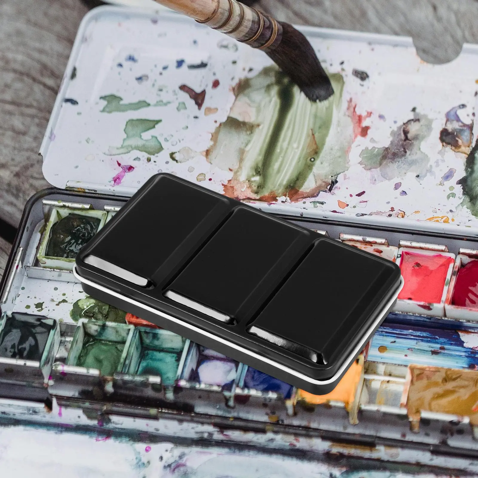 Watercolor Empty Box Black Ceramic Half Pans Portable Travel Tin Palette Palette Durable Artists Paints