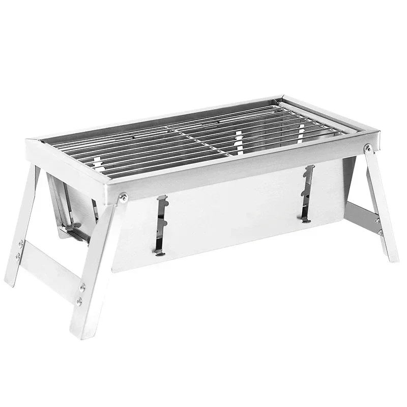 rugged Stainless steel barbecue rack, outdoor tools, charcoal, household use, 3-5 person portable, foldable complete set