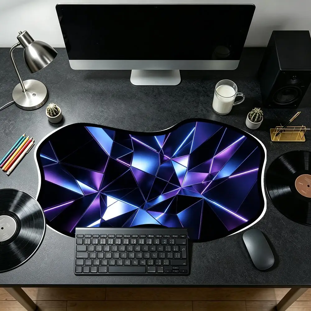 Creative Special Shaped Purple Geometric Diamond Mouse Pad Non Slip Rubber Base Smooth Glide For Gaming Desk Decor