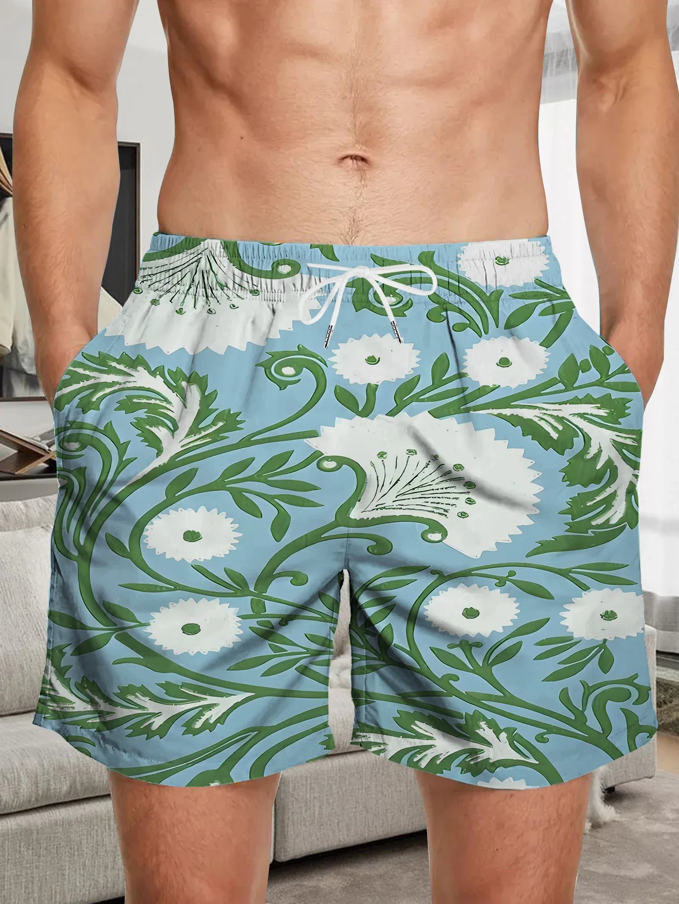 

Seaside Vacation Men Beach Shorts Full Digital Print High Elastic Quick Dry Trunks