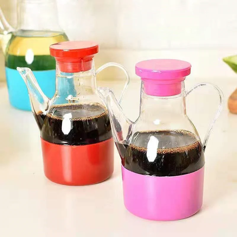 Transparent Gravy Boats Leakproof Oil Can Bottle Condiment Dispenser Plastic Soy Sauce Vinegar Container Pot Kitchen Cruet