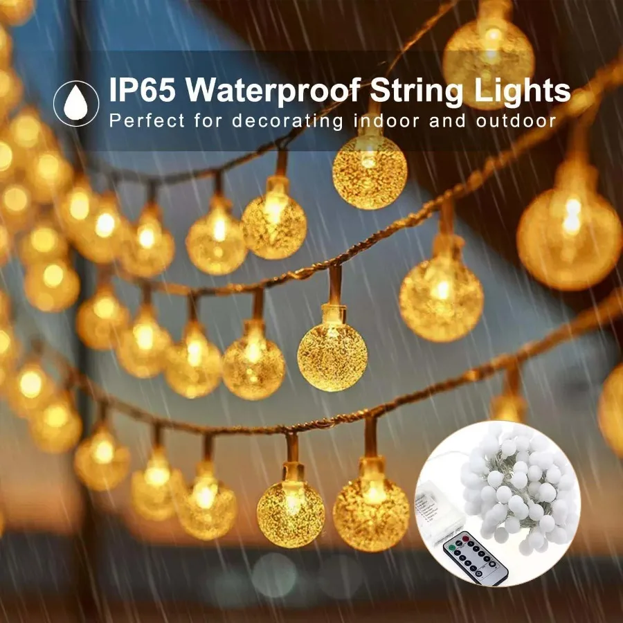 Outdoor Christmas LED String Lights - Waterproof Solar-Powered Decor - Perfect for Garden, Courtyard, Wedding & Terrace image 2