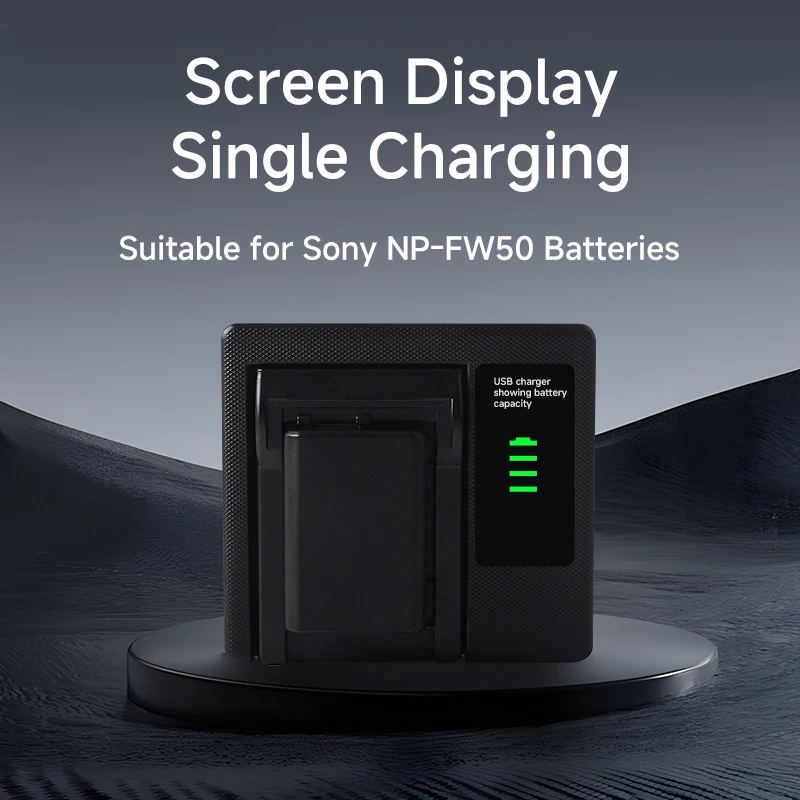 NP-FW50 LED Single Charger - CE Certified Compact Design Fast Charging for Sony A55 A35 HDR Camcorders