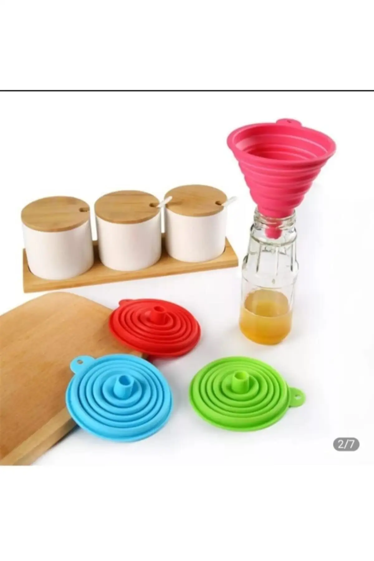 2 Pieces Mini Collapsible Silicone Funnel, Practical Kitchen Tool