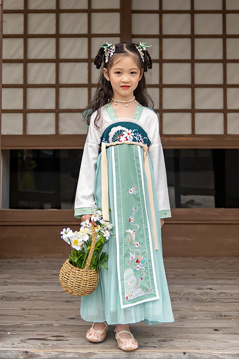 Little Girls' Summer Fashion Kids Chinese Ancient Costume Girls Traditional Hanfu Tang Dynasty Stage Performance Party Clothing