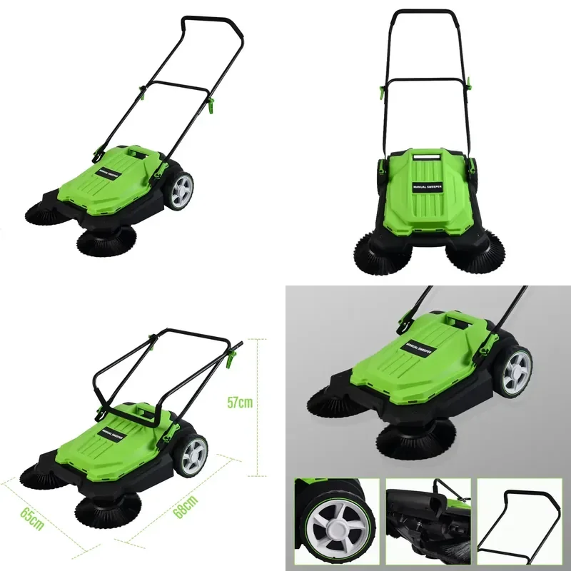 18L Walk-Behind Floor Sweeper Machine Manual with Plastic Construction for Cleaning and Sweeping
