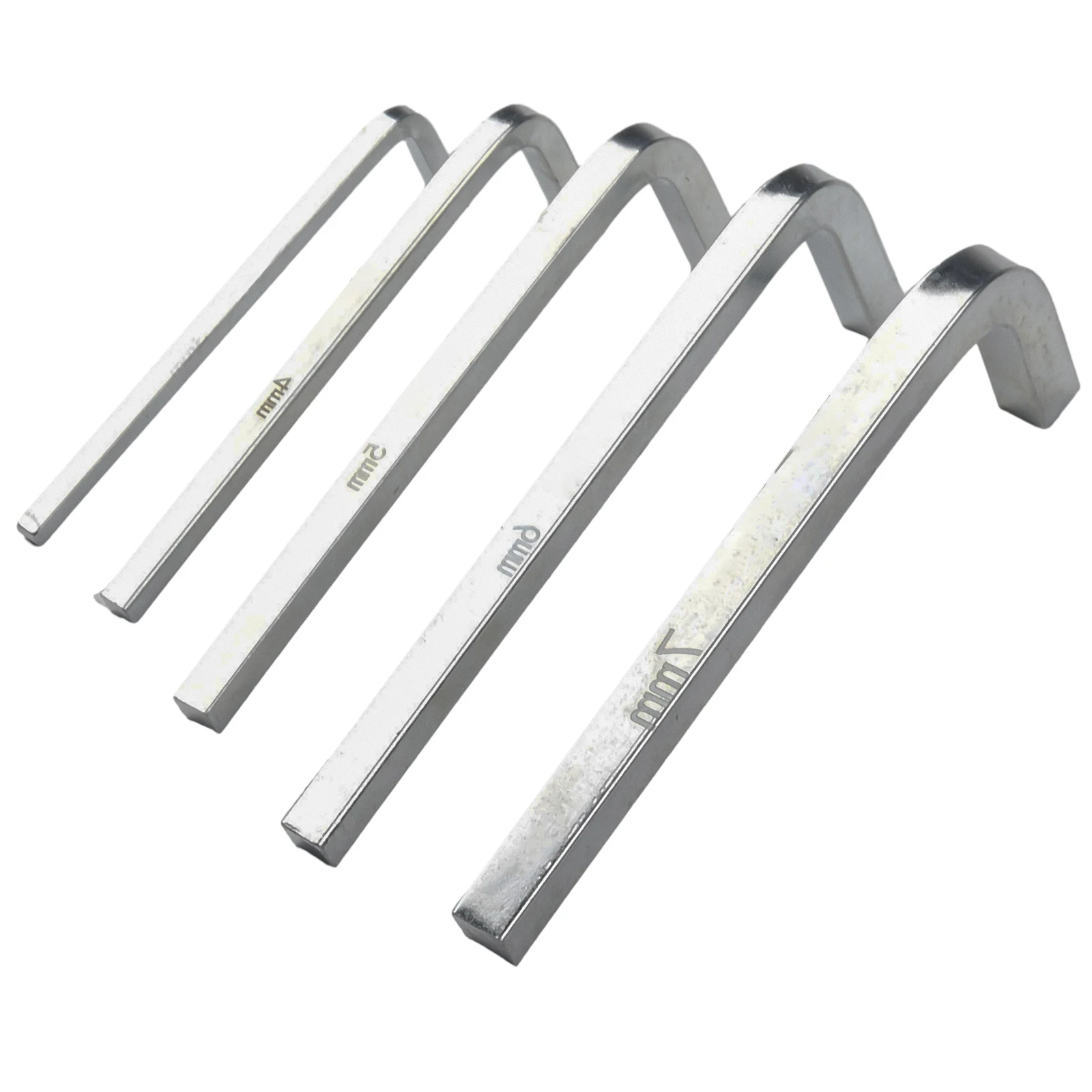 5 Piece L Shape Square Key Wrench Set for Use with Square Head Screws 3 7mm Sizes Crafted from Chromium Vanadium Steel
