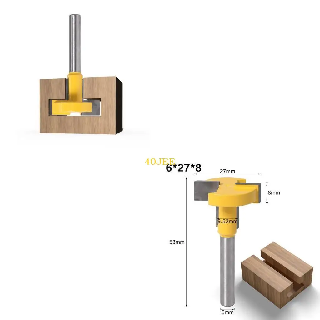 40JE 6mm Shank T-Slot T-Track Slotting Router Bit for Woodworking Cutter Cutting Milling Tool
