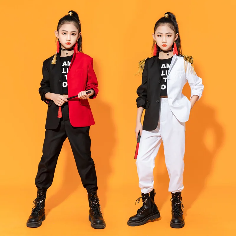 Children'S Suit Chinese Style Performance Clothing Girls Jazz Dance Walk Show Street Dance Wear Boys Hip Hop Costumes DQS14721