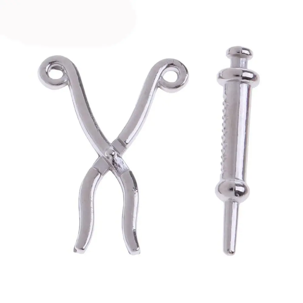 1/6 1/12 Scale Dollhouse Stethoscope Set Doctor Nurse Doll Accessories Miniature Medical Appliances Kids Toy Alloy