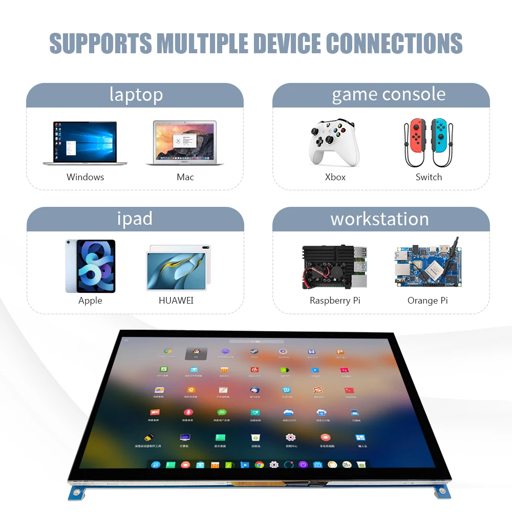 Imagem -05 - Tela Sensível ao Toque Compatível com Hdmi com Alto-falantes 10.1 Polegada Monitor Módulo Raspberry pi Display Tela Portátil para Computador pc Ps4