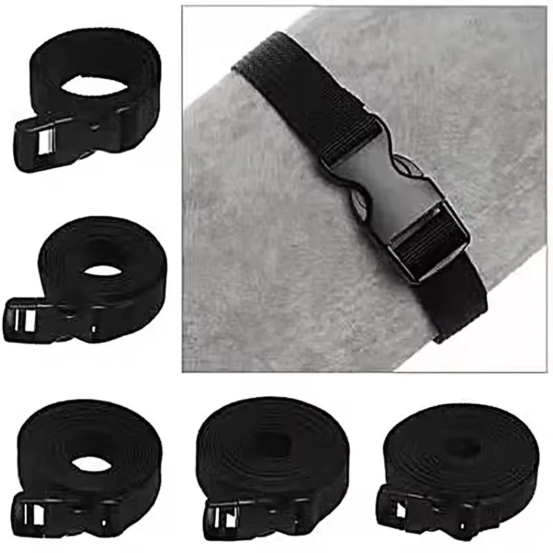 Sangle de ceinture à cils en Nylon noir Durable, attache de chargement pour bagages, avec boucle à came, Kits de voyage, outil de Camping en plein air