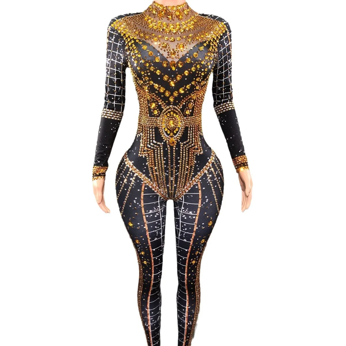 Hot Sale Shiny Fashion Rhinestone Skinny Gorgeous Temperament Showgirl Performance Clothing