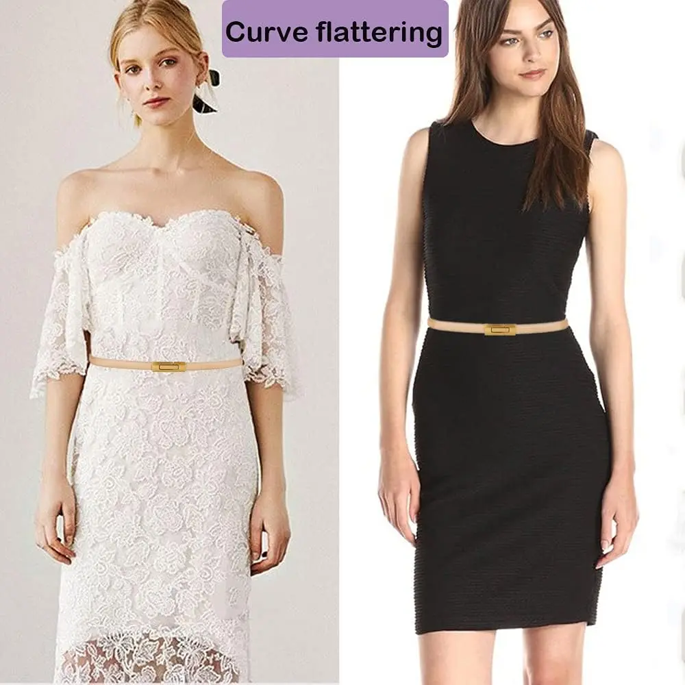 Fashion Women Skinny Patent Genuine Leather Slim Belt Adjustable Alloy Buckle Waist Belt for Dress Decorative Luxury Products