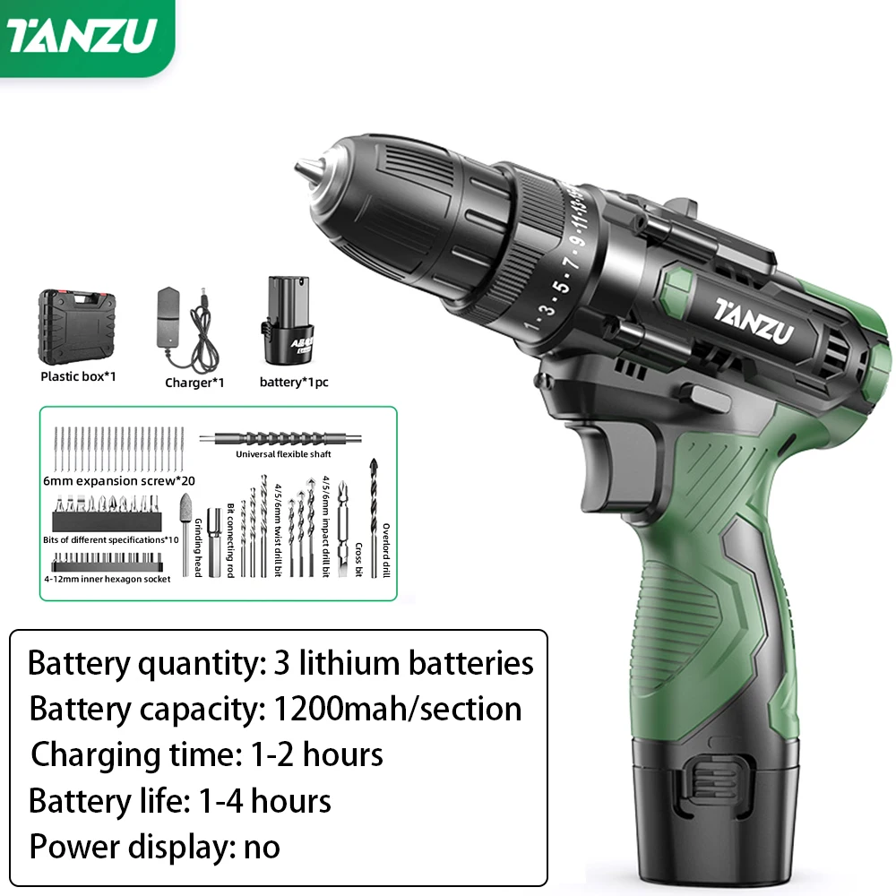 12V Cordless Driller 40Nm Torque Drill Adjustable Speed Li-ion Battery Electric Screwdriver Wireless Power Driver With LED Light