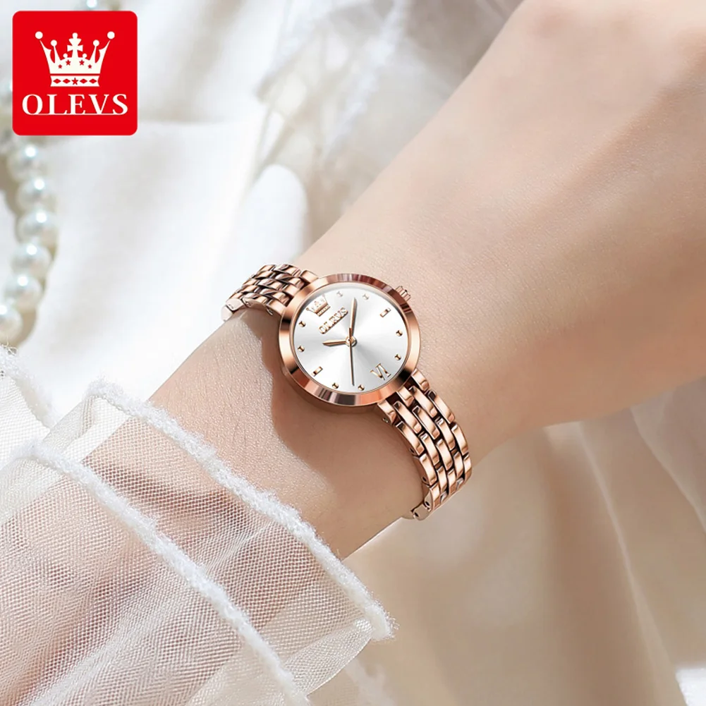

New OLEVS Fashion Simple Rose Gold Quartz Watch Ladies Luxury Exquisite Women Watch High Quality Watches Gift Reloj Para Mujer