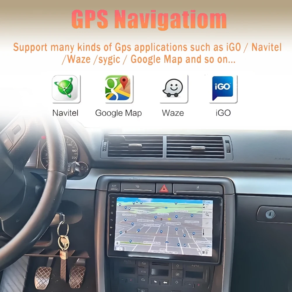 Android 16 para Audi A4 2 3 B6 B7 S4 RS4 2000-2009 Carplay Android Auto 2K pantalla Radio de coche Radio automática reproductor Multimedia estéreo 4