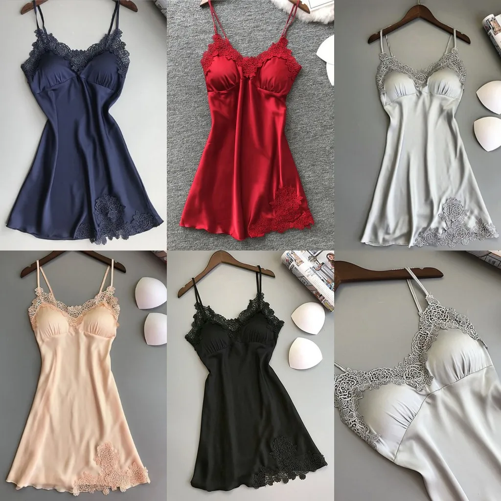 2021 New 5 Colors Female Sexy Silk Dressing Babydoll Lace Lingerie Belt Bath Robe Solod Color Nightwear Bathrobes For Women