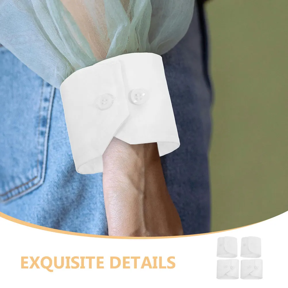 الأصفاد كم وهمية للنساء انفصال قميص المعصم الأصفاد القطن مطوي زر إغلاق بلوزة اكسسوارات الأكمام اليد ل