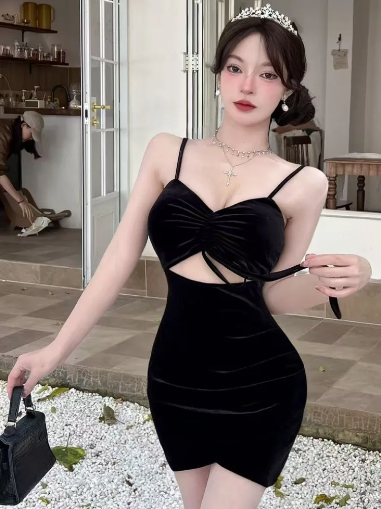 

Сексуальная эластичная бархатная юбка Pure Desire с глубоким вырезом и вырезом на бретельках Dr, осень-зима, утягивающая юбка, базовый слой Ci Walk Dr