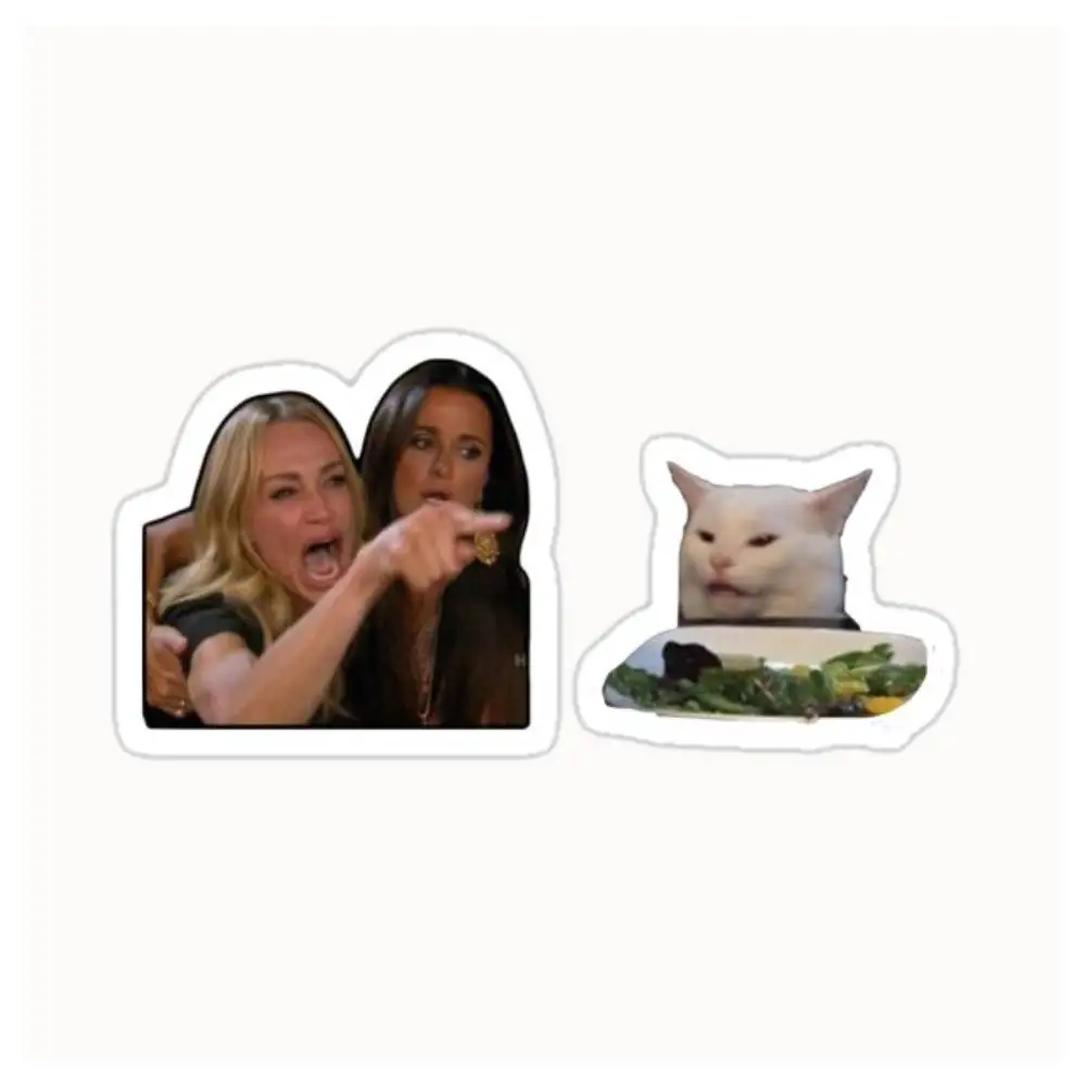 Woman Yells At Cat Meme Waterproof Stickers For Decorating Car Windows Motorcycles And Computers.
