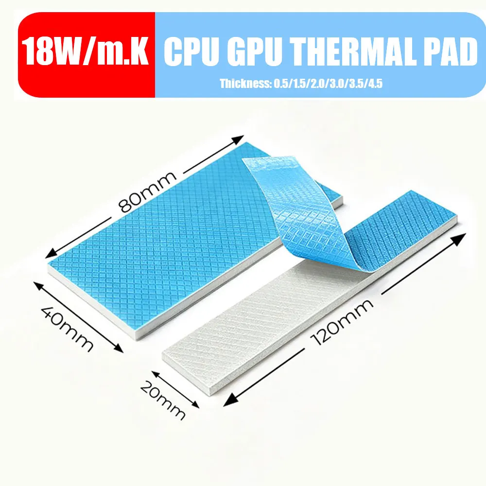 18W/mk Thermal Pad  0.5/1.5/2.0/2.5/3.0mm Thermal Silicone Pad Insulation Sheet Soft Thermal Pad Graphics Card Cpu Gpu Rtx