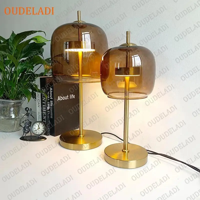 Simple Glass Table Lamp Gold Luxury Nordic Home Decor Living Room Bedroom Bedside LED Desk Lamps