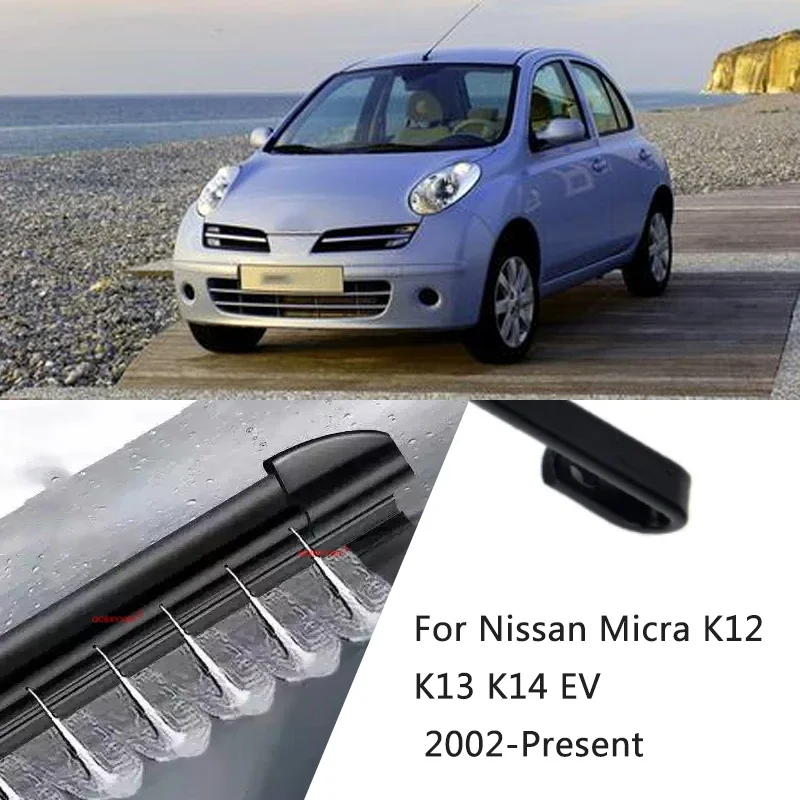 Lames d'essuie-glace avant à pulvérisation d'eau pour Nissan Micra K12 K13 K14 EV 2002-Présent
