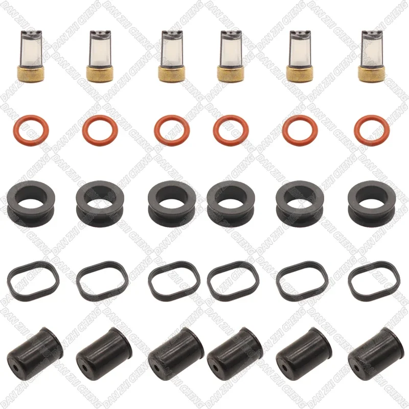 

6 комплектов для Toyota 4Runner Pickup 89-95 22RE 2.4L 23250-35040 23209-35040 Комплект для ремонта топливной форсунки Фильтры Orings Втулки