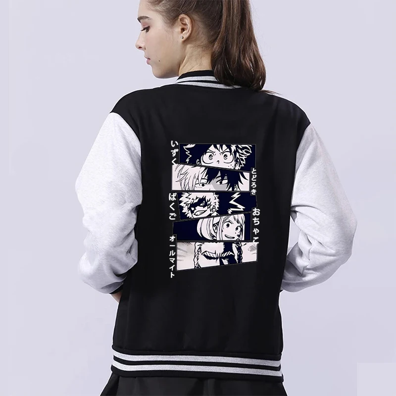 New Deku Bakugou Katsuki Todoroki Shoto Printed Baseball Jacket Women Men Outdoor Long Sleeves Hip Hop Personality Sweatshirt