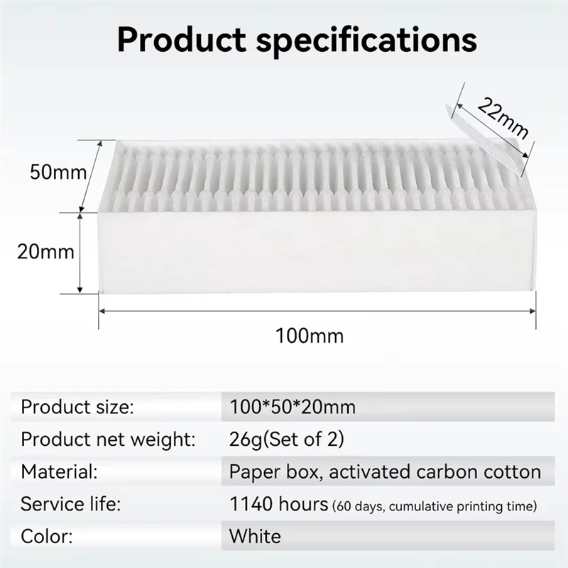 2PCS Per FLASHFORGE AD 5M/5M Pro Filtro Aria A Carbone Attivo Per Stampanti 3D FDM Per Flashforge Avventuriero filtro aria-X62A