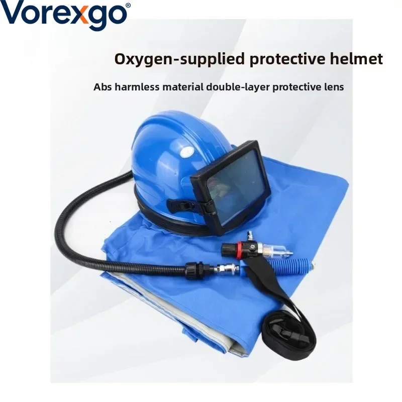 Air-conditioned Oxygen Sandblasting Helmet Flat Glass Lens Sandblasting Protective Clothing Thermostat