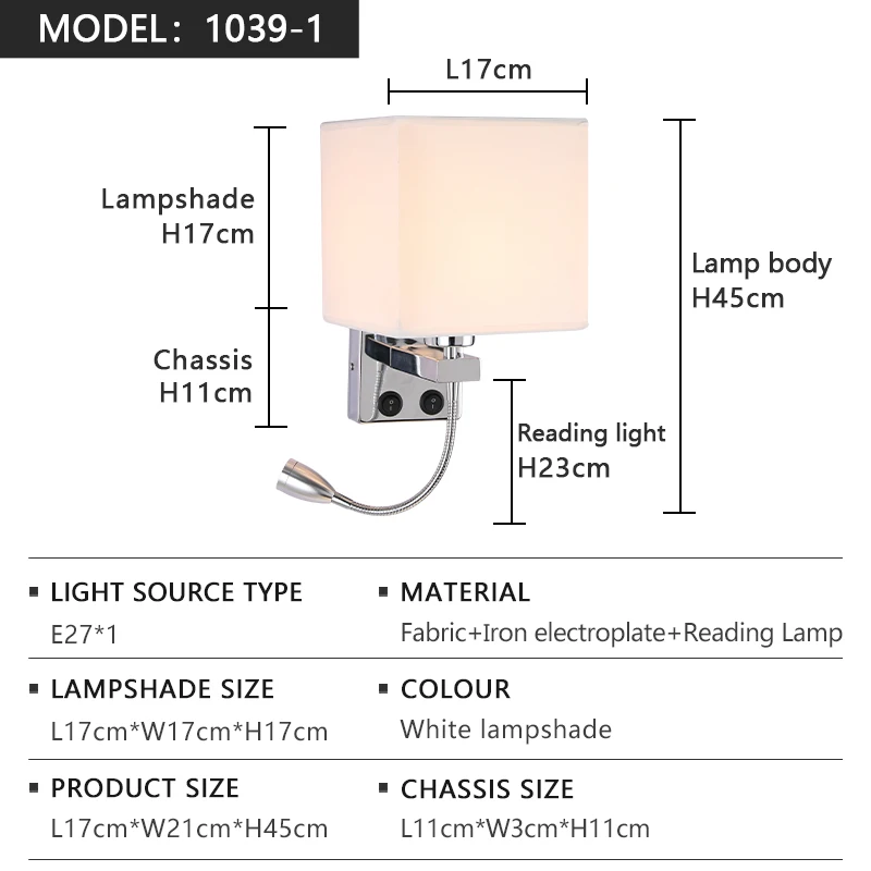 Modern LED Wall Lamp American Fabric Retro with Switch USB Interface Reading Lamp for Living Room Hotel Bedroom Bedside Lamp image 3