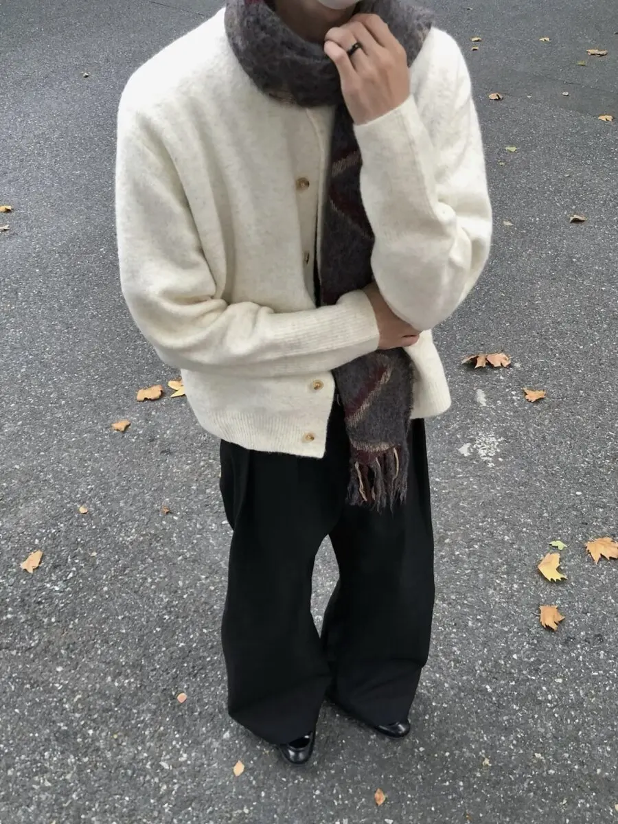 

Мужской свитер Sli в корейском стиле на пуговицах, с круглым вырезом, универсальный, модный, высококачественный, осенне-зимний, повседневный, трендовый