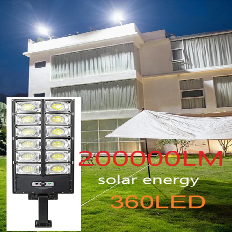 2024 New 200000LM Led Solar Outdoor Garden Light Super Bright 360 Led Garden Lamp With Motion Sensor Remote Control Street Light