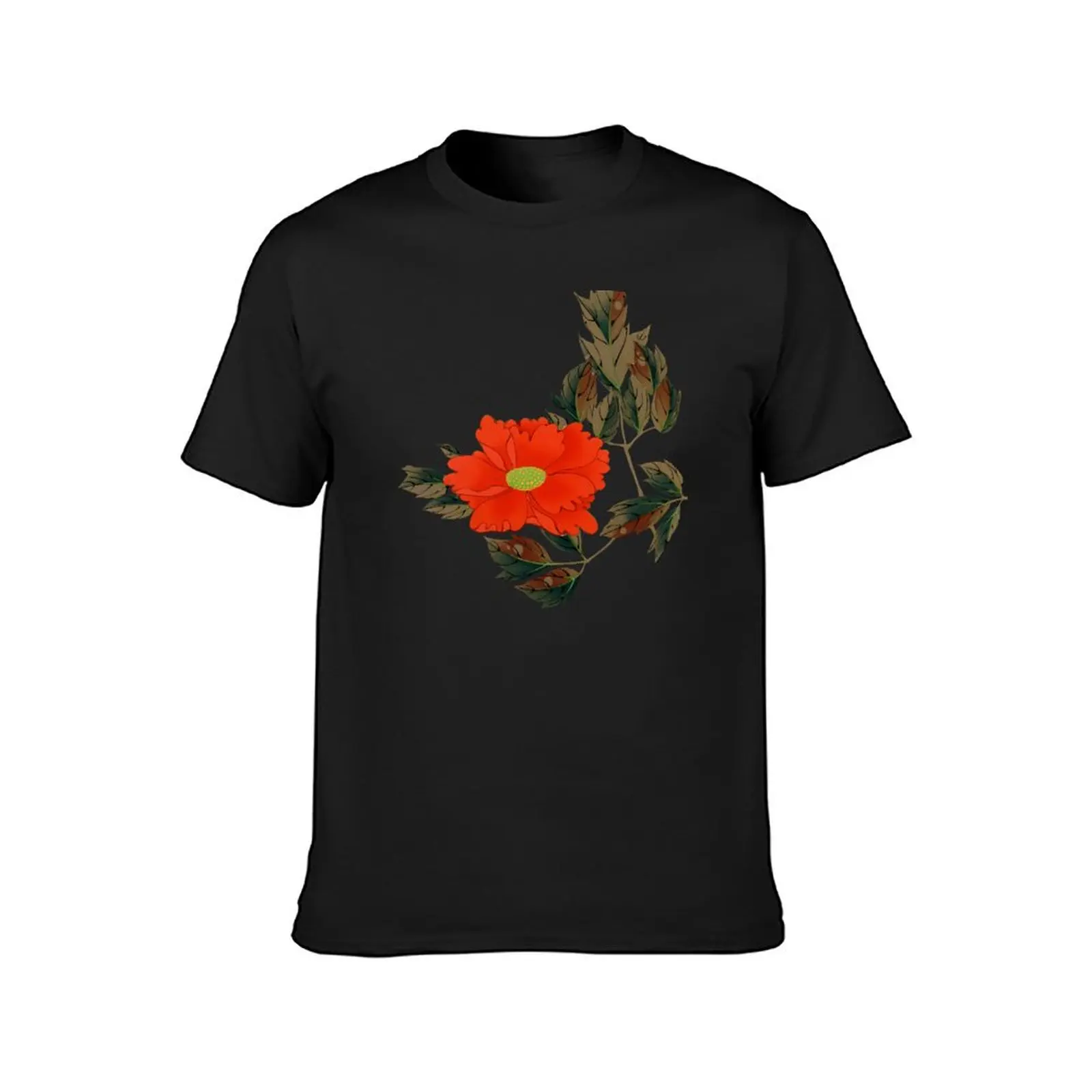 Red Peony Cutout from Jakuchu Gafu by Ito Jakuchu T-Shirt graphics sublime quick-drying vintage clothes mens graphic t-shirts