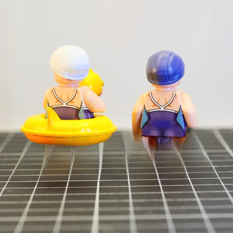 MOS tripartite female water swimming pool bikini theme girl building blocks cartoon animation splicing toys