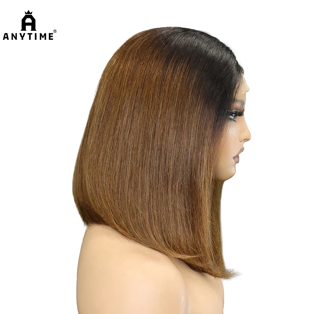 

12-дюймовые прямые парики с прозрачной кружевной застежкой 4x4, парик-боб, 180% плотность, парики из натуральных волос, прямые волосы для чернокожих женщин