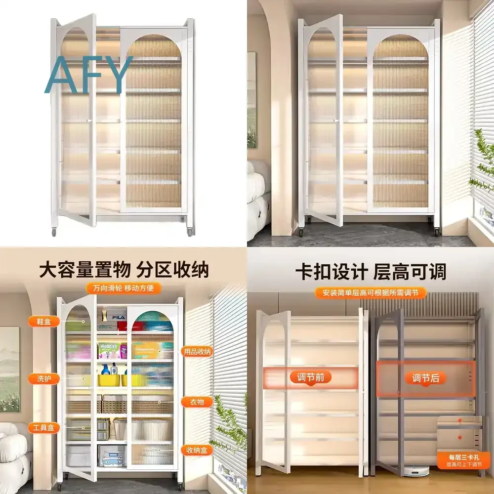 Steel Bookshelf with Glass Door for Home Office Living Room Dust-Proof Storage Cabinet Wrought Iron Bookcase Cream Wind